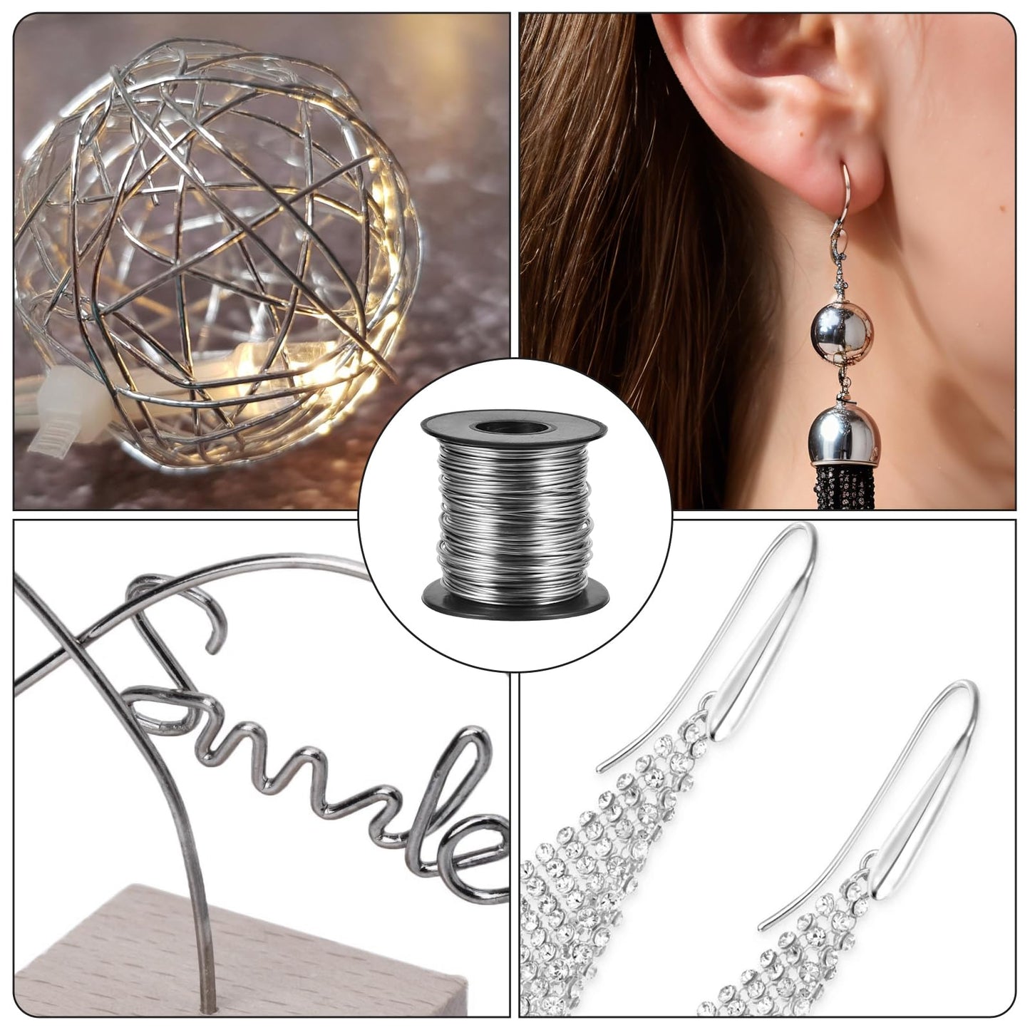 5 Rolls Jewelry Wire for Jewelry Making 18, 20, 22, 24, 26 Gauge Stainless Steel Silver Wire Kit Beading Bendable Craft Wires Tarnish Resistant Beading Wires for Making Crafts