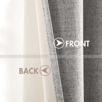 MIULEE Blackout Curtains - 100% Thermal Insulated Light Gray Linen Texture Drapes | 52x63 Inch (2 Panels)