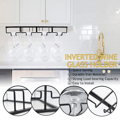 Wtiujhg Wine Glass Rack, 2 Pack Under Cabinet Stemware Rack Wine Glass Holder, 3 Rows Black Metal Wine Glass Storage Hanger Under Shelf for Cabinet Kitchen BarWtiujhg Wine Glass Rack, 2 Pack Under Cabinet Stemware Rack Wine Glass Holder, 3 Rows Black Meta