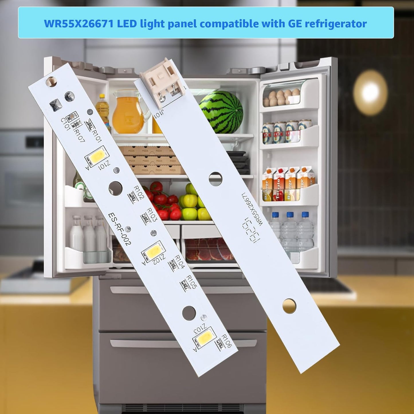 Yubunt WR55X26671 LED Light Board for GE Freezer, Replacement Part Numbers PS11767930, EAP11767930 (2Pcs)