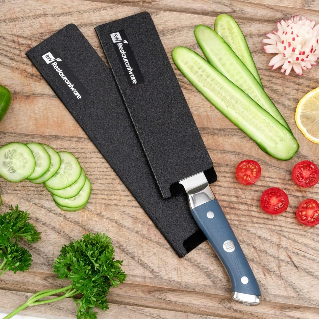 Restaurantware Sensei Knife Sleeve 6.5 x 2 Inch - 1 Knife Protector with Felt Lining, Black Plastic Blade Guard