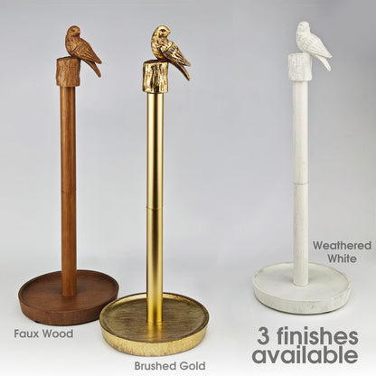 JKONCETTO Paper Towel Holder Countertop, Gold Paper Towel Stand with Bird Design Top