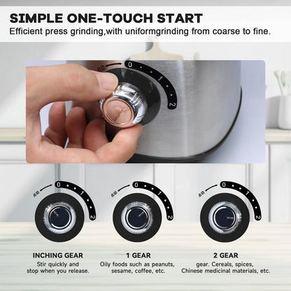 Electric Spice and Nut Grinders - 3 Stainless Steel Blades, 1 Filter, 1 Brush - 500W Grinder for Kitchen Dry Use (Black)