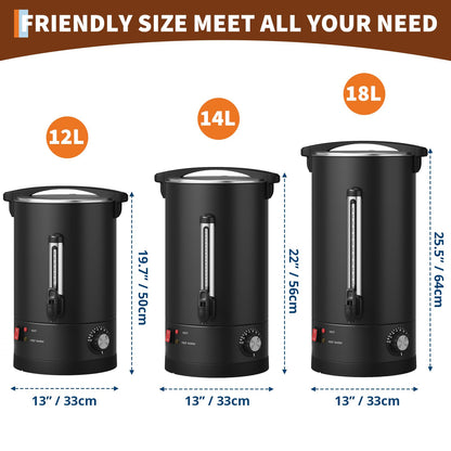 PioneerWorks 18 L/120 Cups Coffee Urn, Double-Wall Stainless Steel Coffee Maker Hot Water Urn, Large Capacity Hot Coffee Dispenser, Quick Brew, Stays Hot for Tea & Beverage at Events & Catering