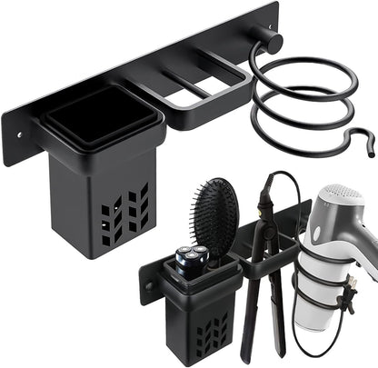 Hair Dryer Holder Wall Mounted, Storage Basket for Flat Iron, Curling Wand, Hair Straightener in Bathroom