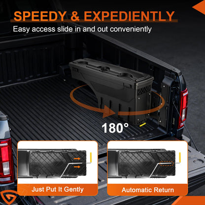 GEARLAST Truck Bed Storage Box With Password Lock Fit for Ford F-150 2015-2025, Passenger Side,30L, Black