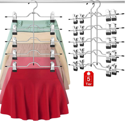 Skiennix Pants & Skirt Hangers - Space-Saving Clip Design | 2-Pack Closet Organizer