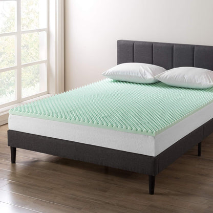 Best Price Mattress 2 Inch Egg Crate Memory Foam Topper with Aloe Infusion, CertiPUR-US Certified, Twin XL, Green