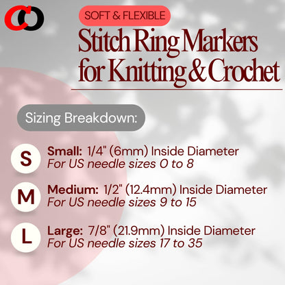 (100 Pack) Soft Stitch Ring Markers for Knitting and Crochet - Flexible, Snag-Free Rubber Stitch Markers (Large Size for Needle Sizes 17-35, Orange & White)