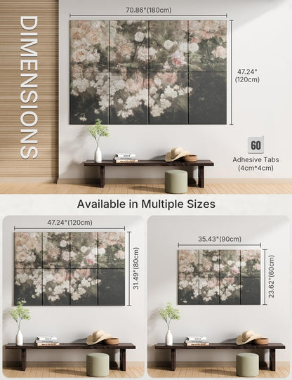 Wall Art Acoustic Panels,70''×47''Sound Absorbing Panels-8-Pack with 60 Adhesive Tabs, Decorative Sound Absorbing Panels for Living Room and Recording Studio, Offices-Garden in May