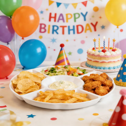 Pumtus 3 Pack Divided Serving Tray, 13 Inch Melamine Chip and Dip Platter, 5 Sectional Appetizer Veggie Plate, Party Snack Relish Tray for Serving Food, Nuts, Candy, Dried Fruit, Veggies