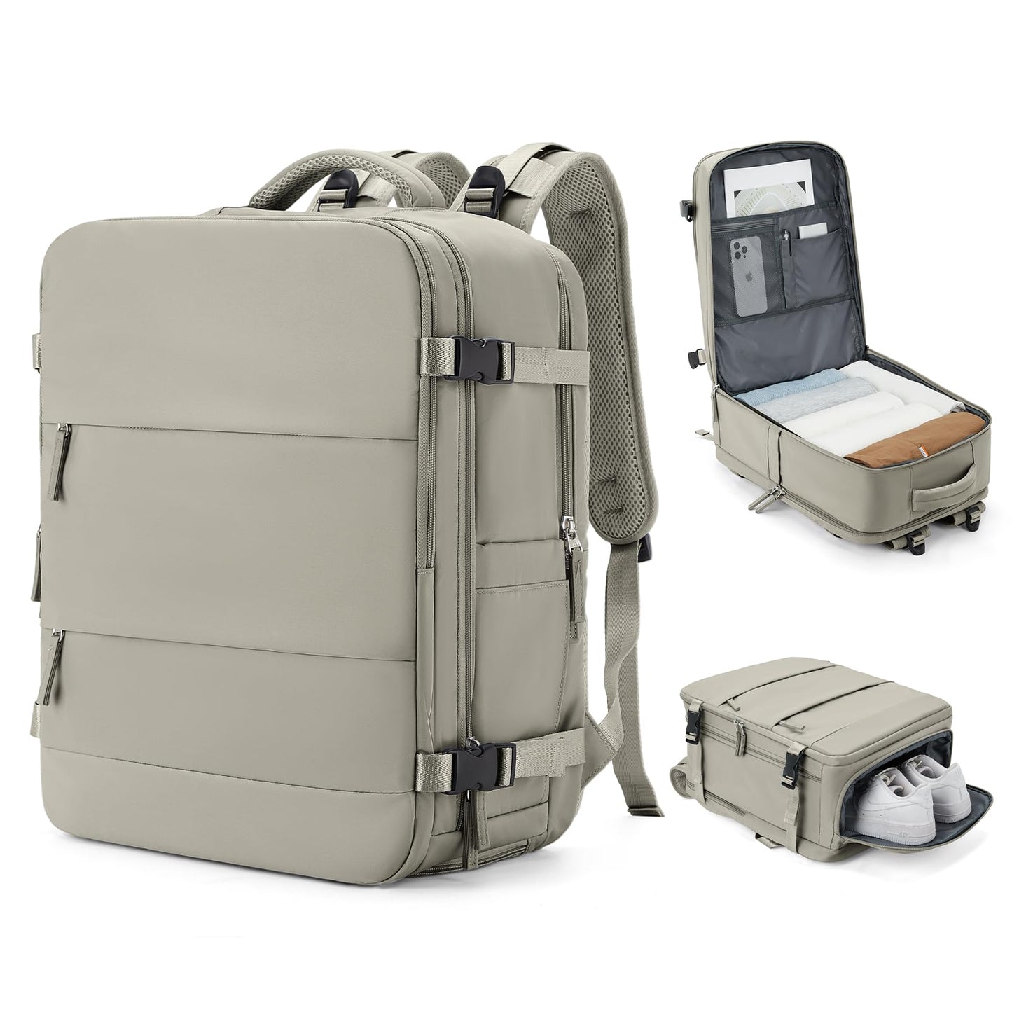 coowoz Travel Backpack Carry On for Women Man Gym Backpacks with Laptop Compartment Mochila de Viaje Teacher Personal Item Backpack Airplane Accessories Must Haves Grey Small