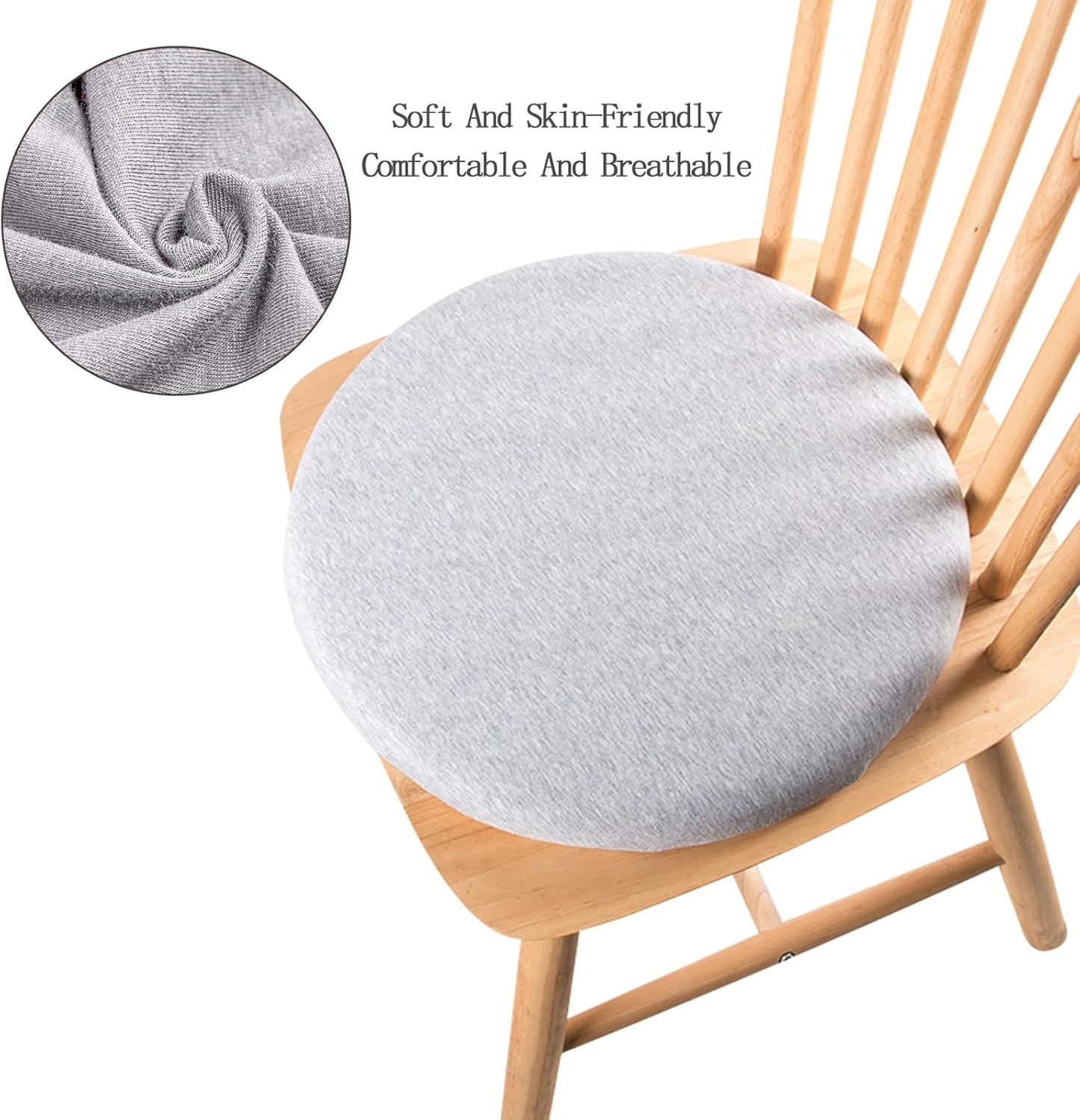 Seat Cushion Chair Pad, Round Non-Slip Comfortable Floor Cushions for Dining Chairs, Office, Bedroom, Living Room (Gray)
