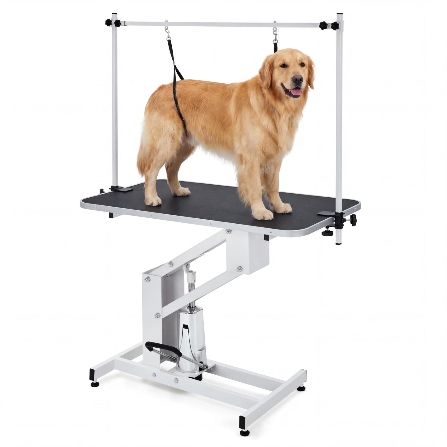 MegaChoice 43.3" Professional Hydraulic Dog Grooming Table, Adjustable Height 22"-39", Max Load 350Lbs, Large Pet Grooming Table for Medium & Large Dogs