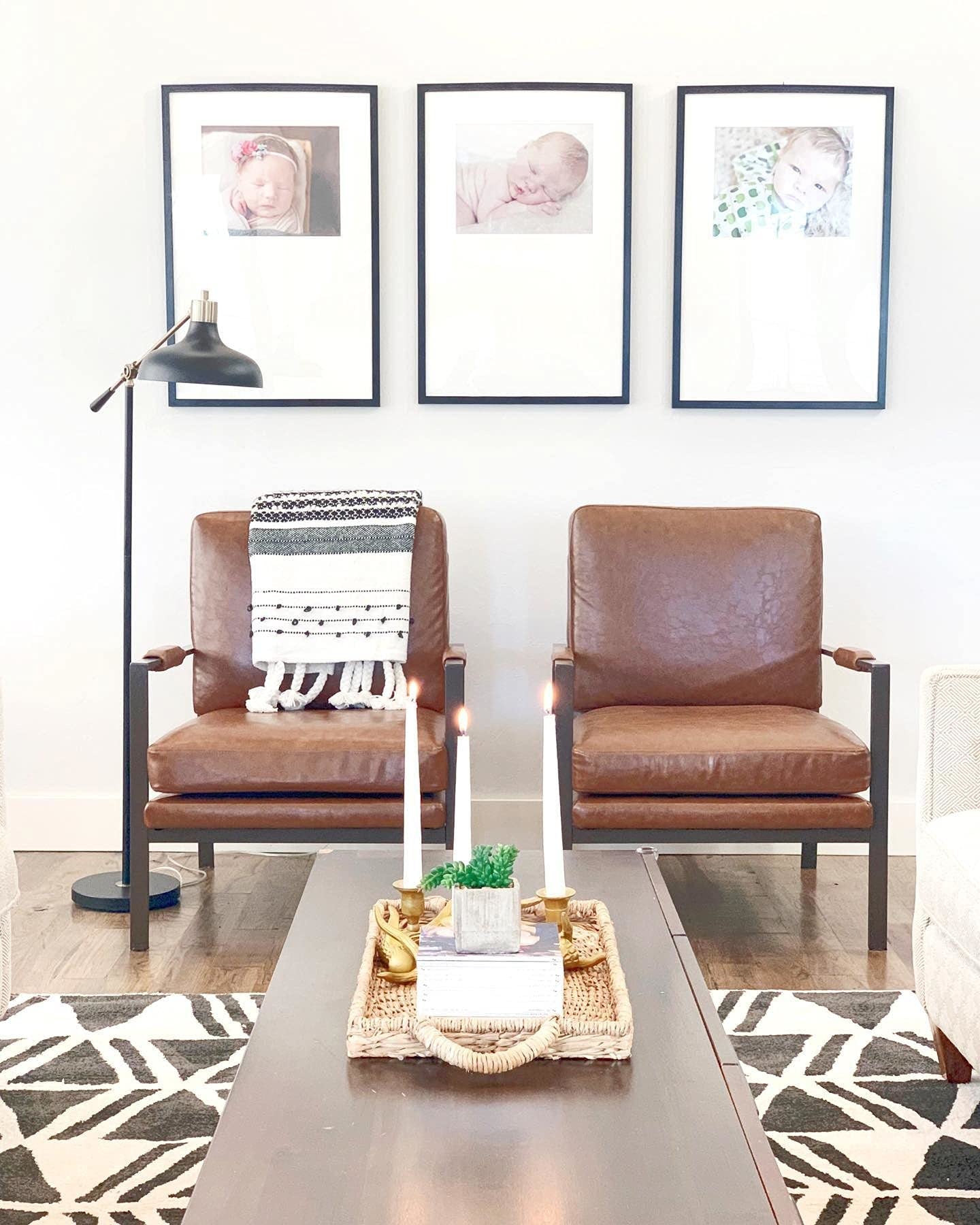 Signature Design by Ashley Peacemaker Mid-Century Modern Faux Leather Accent Chair, Brown