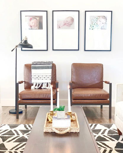 Signature Design by Ashley Peacemaker Mid-Century Modern Faux Leather Accent Chair, Brown