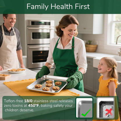 Skiennix 18/0 Stainless Steel Baking Sheet Set - Oven-Safe, Non-Toxic & Rust Resistant | Set of 6, Easy to Clean