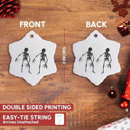 3dRose Two Skeletons 3 inch Snowflake Porcelain Ornament