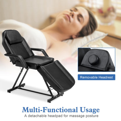 BarberPub Adjustable Tattoo Chair, 72" Multi-Purpose Facial Bed, Tattoo Treatment Table for Clients & Estheticians, 0015 (Black)