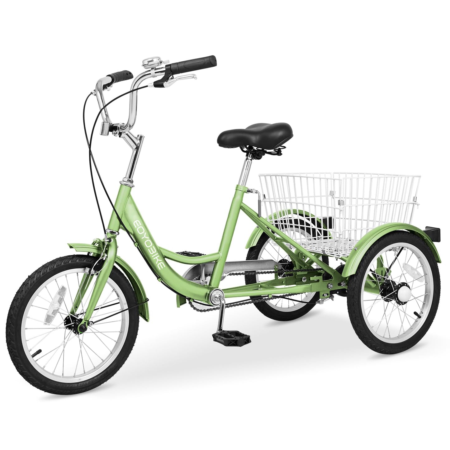 H&ZT Adult Tricycle, 3 Wheeled Bike, Trike Cruiser Bike, with 7-Speed Gear, Parking Brake Handle, Low Step, Large Rear Basket, Elderly Friendly, for Men, Women, and Teens