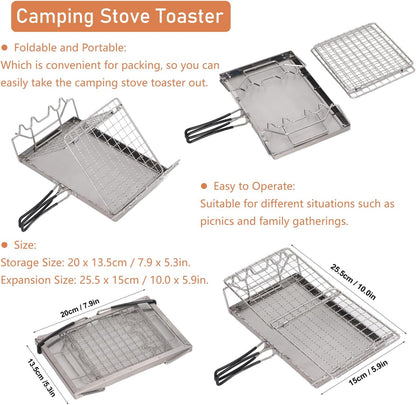 Camping Toaster, Foldable Portable Durable Stovetop Toaster, Convenient for Picnic