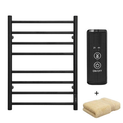 KEG Towel Warmer 8 Bars for Bathroom Freestanding or Wall Mounted Bath Towel Heater Plug-in with Built-in Timer Silver