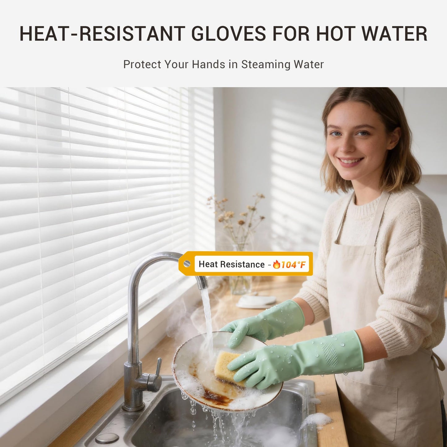 ThxToms 4 Pairs Reusable Rubber Gloves, 13" Natural Latex, 10mil Thick Heavy Duty Dishwashing & Cleaning Gloves, Non-Slip Grip, Multi-Color, Ideal for Kitchen, Bathroom, Car, & Garden Cleaning, Medium