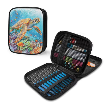 Luarisgur Sea Turtle Crochet Storage Organizer Cute Crochet Hook Case Empty Knitting Needle Organizer Travel Organizer Storage Bag for Knitting Needles and Other Accessories (Bag Only)