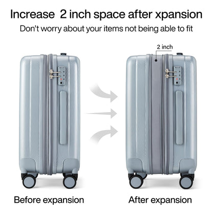 Hanke 29 Inch Expandable Checked Luggage Lightweight PC Hard Shell Luggage Suitcases with Wheels Travel Luggage Rolling Large Suitcase Travel Luggage Bag for Study Abroad.(Gray)
