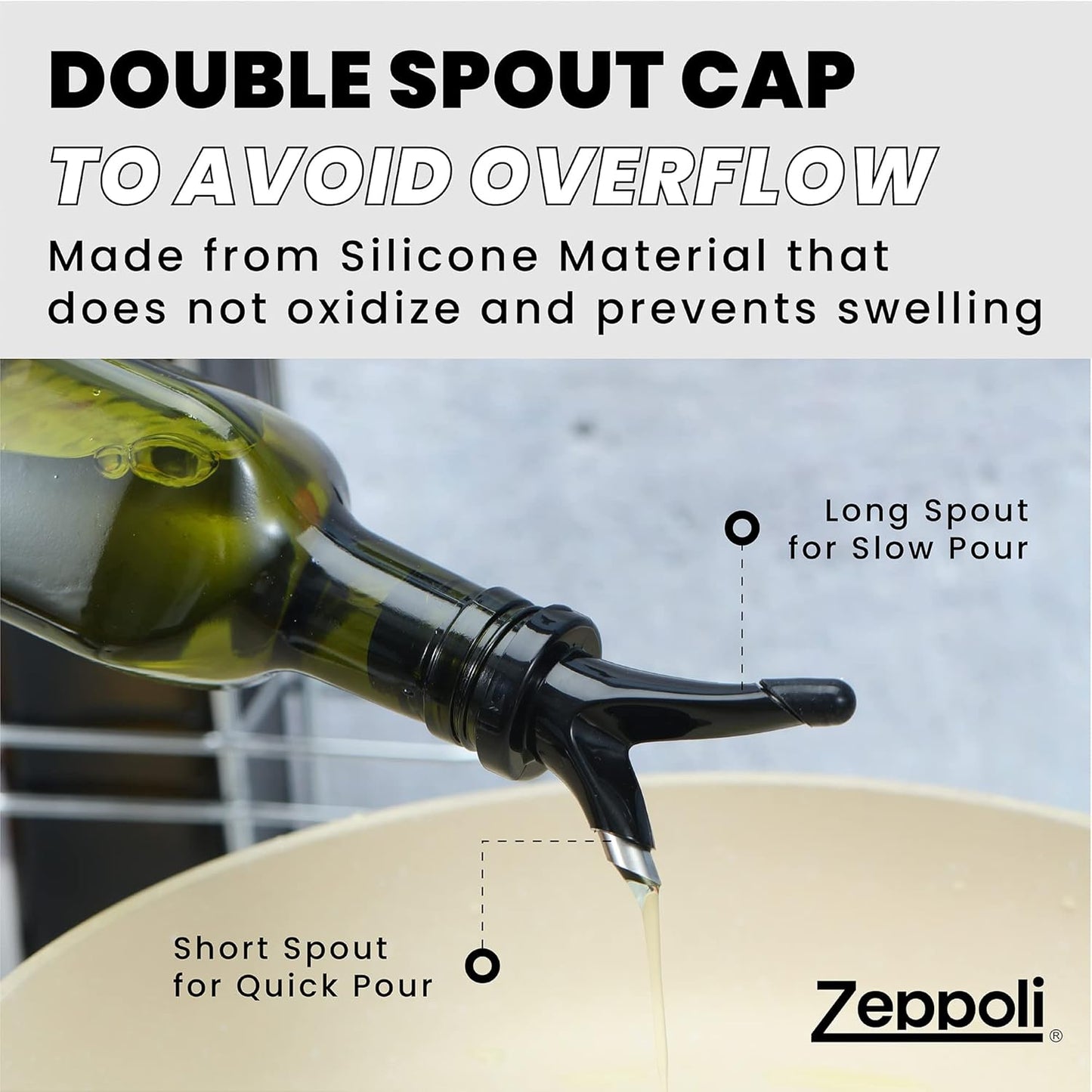 17 oz Set Zeppoli Kitchen Olive Oil & Vinegar Dispenser Bottle - with Removable Dual Spouts, Pour Funnel, Stainless