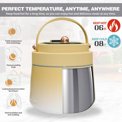 Thermo for Hot Food Adults 40OZ Soup Thermo Lunch Containers Wide Mouth Vacuum Insulated Food Jar Stainless Steel Leakproof Lunch Box with Spoon and Fork, Keeps Food Warm, Ideal Gift for Women