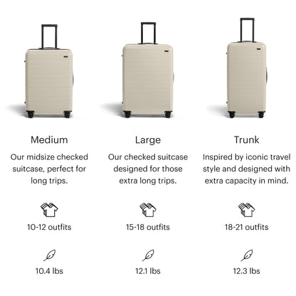 Away Trunk Checked Luggage - 31-Inch Lightweight Hardside Suitcase with 360° WhisperGlide Spinner Wheels, Interior Compression System, TSA-Accepted Lock - Salt White