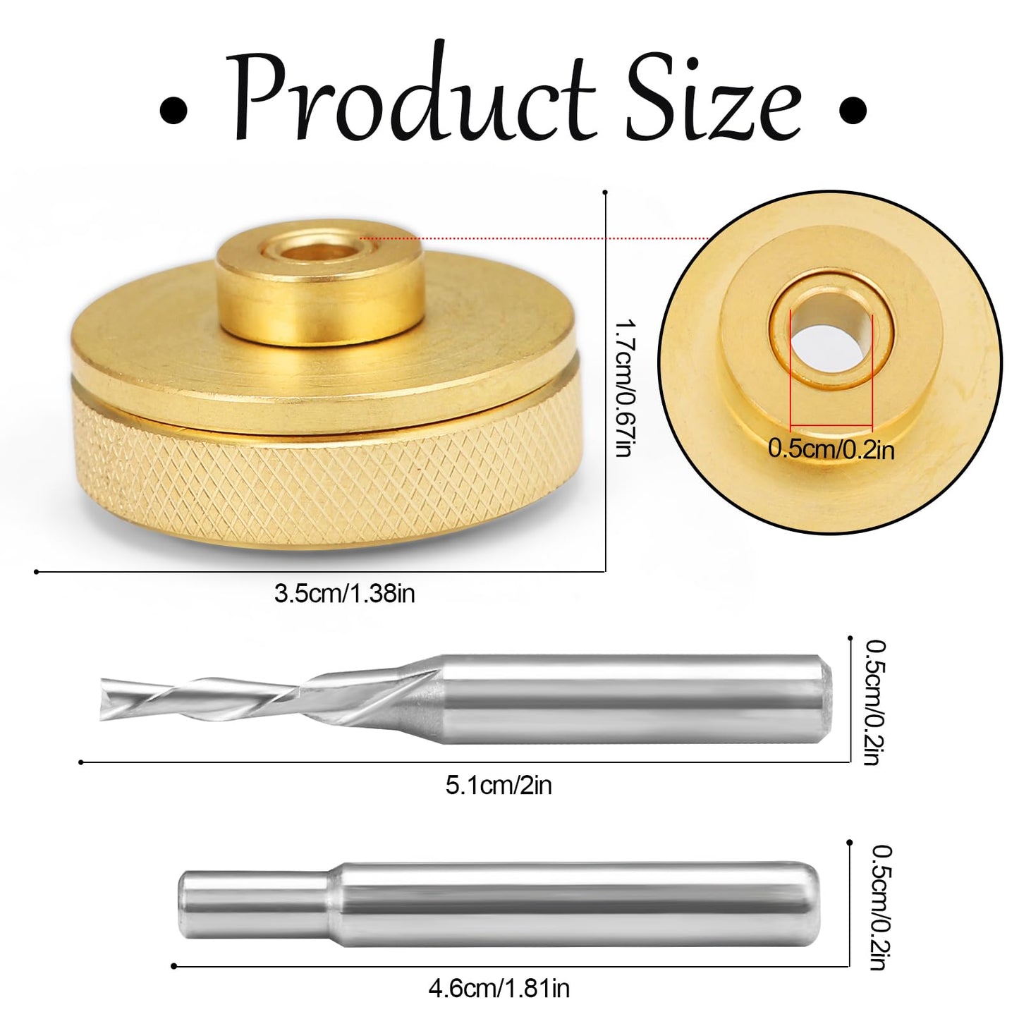 New Upgraded 9500 Router Inlay Kit, Router Inlay Bushing Kit, Solid Brass Inlay Kit for 1/4 Templates