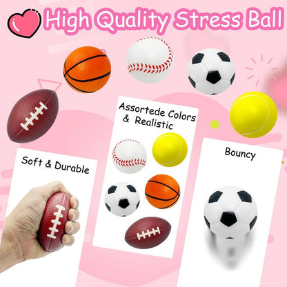 AouEtnay Valentines Day Gift Cards for Kids Classroom 20 Pack Mini Sports Stress Balls with Valentines Day Cards for Kids School Gift Exchange, Game Prizes, Valentines Party Favor Supplies