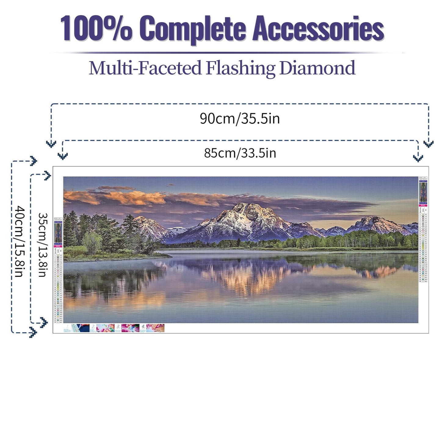 JATOK 5D Diamond Painting Kits for Adults DIY Large Mountain Full Round Drill (35.5 x 15.7 inch) Crystal Rhinestone Embroidery Pictures Arts Paint by Number Diamond Art Kits for Home Wall Decor