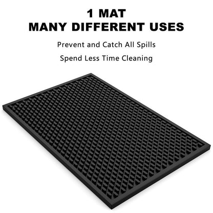 AXIESO 2 Pack Silicone Bar Mat - 1/2 Inch Thick Heat-Resistant and Food Safe Drip Mat - Spill Mats for Counter Top - Kitchen Service Mat, Coffee Bar, Restaurant - Drying Mat - 18 x 12 Inches