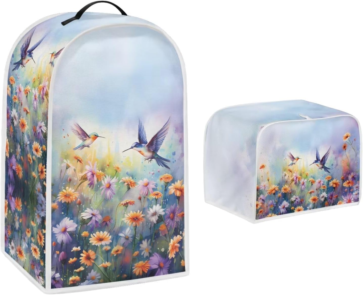Floral Hummingbird 2 Slice Toaster Cover, Kitchen Small Appliance Dust Cover with Blender and Stand Mixer Protection,