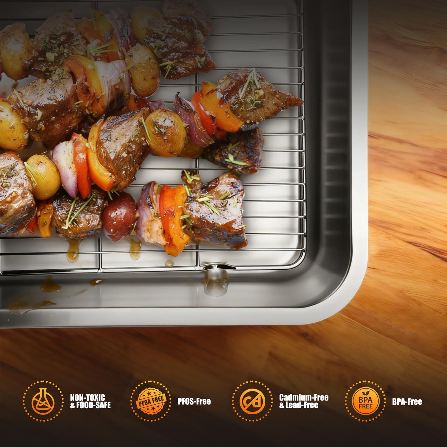 Stainless Steel Turkey Roasting Pan with Rack & Handles, Heavy Duty Food-Safe Turkey Pan Dishwasher Safe, Perfect for Cooking Turkey and Steak for Thanksgiving and Christmas (Standard)