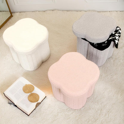 12.6" Small Ottoman with Storage, Flowers Shaped Foldable Foot Rest for Dorm Room, Living Room - Compact Organizer