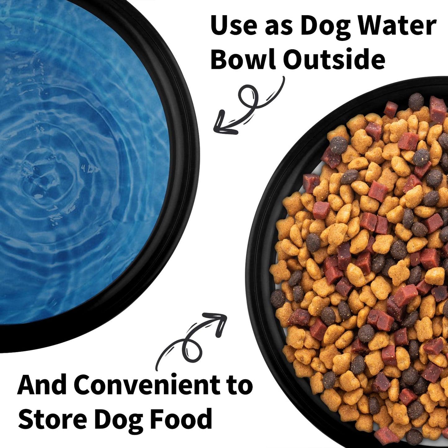 Collapsible Dog Bowls-2 Pack Large Size for Large/Medium Dogs, Pet Travel Water Bowl, Dogs Cat Portable Water Bowl, Dog Pet Feeding Watering Dish Outdoor Hiking Parking Traveling with 2 Carabiners