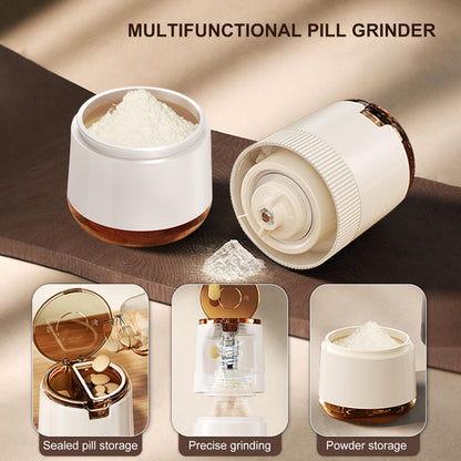 LONGMON Pill Crusher 3-in-1, Pill Grinder for Fine Powder, Effortless Medication Pulverizer & Splitter with Storage Cup, Arthritis Friendly for Elderly, Pets