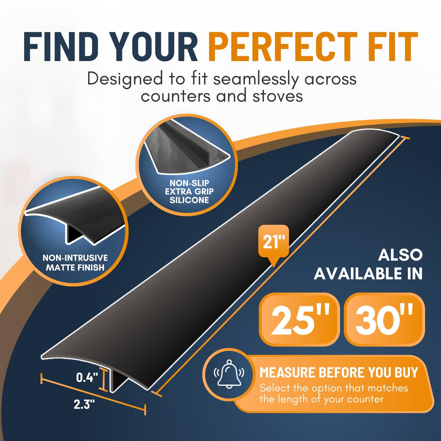 Linda’s Essentials Silicone Stove Gap Covers (2 Pack), Heat Resistant Oven Gap Filler Seals Gaps Between Stovetop and Counter, Easy to Clean Stove Gap Guard (21 Inches, Black)