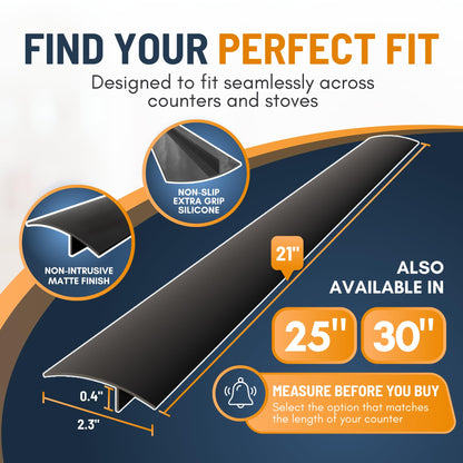Linda’s Essentials Silicone Stove Gap Covers (2 Pack), Heat Resistant Oven Gap Filler Seals Gaps Between Stovetop and Counter, Easy to Clean Stove Gap Guard (21 Inches, Black)