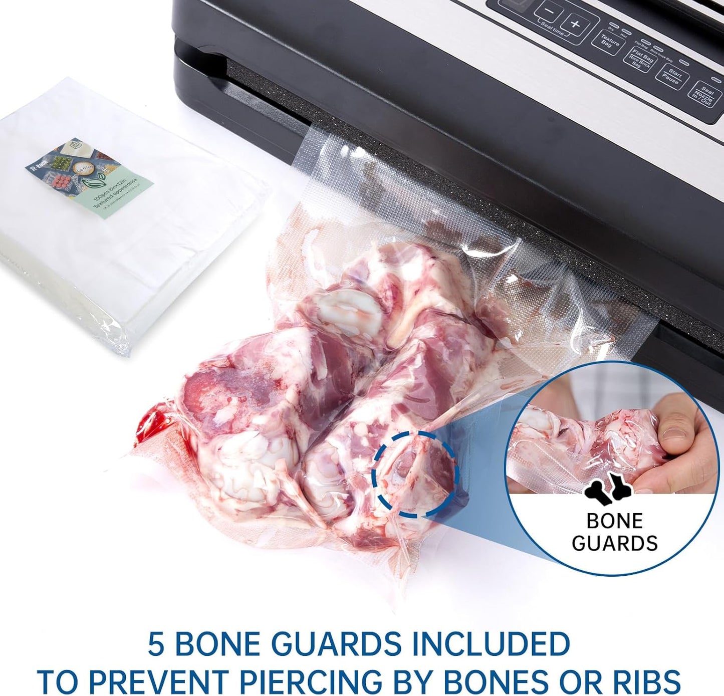 Vacuum Sealer Bags, 100 Gallon 11" x 16", Quart 8" x 12", Pint 6" x 10", Commercial Grade PreCut Bags