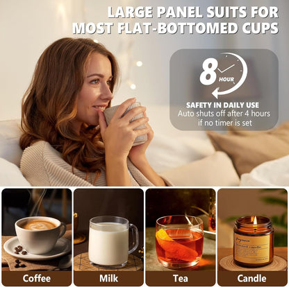 Mug Warmer - Coffee Cup Warmer for Desk with Auto Shut Off, Timer, 10 Temperature Settings, Coffee Warmer Plate, Ideal Office & Home Gift (Black)