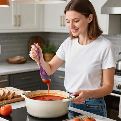 Cokka Praca Pakkawood Deep Soup Ladles with Spout | 9.6 inch Big Soup Ladle for Cooking | Wooden Spoons for Cooking | Wood Kitchen Utensil | Byzantium