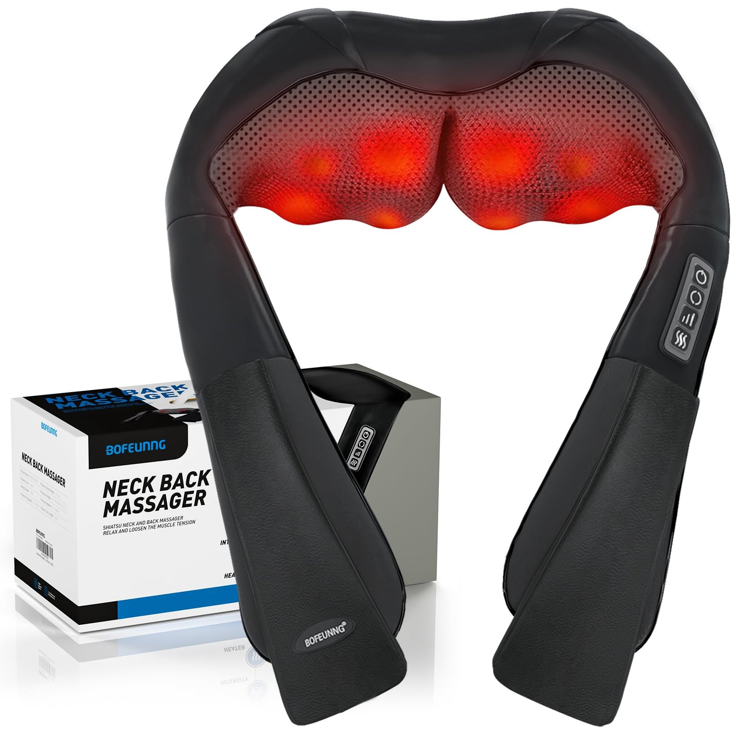 Shiatsu Neck and Back Massager for Pain Relief Deep Tissue, Neck and Shoulder Massager with Heat, Electric Kneading Back Massage for Muscle, Waist, Leg and Foot, Best Gift for Women Men Mom Dad