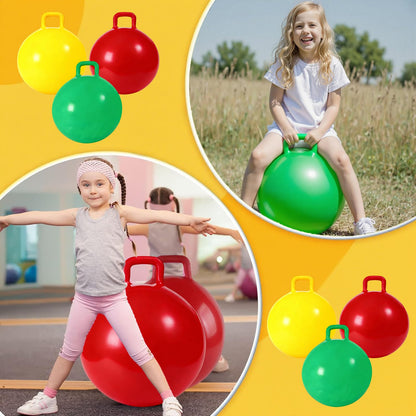 3P Bouncy Balls with Handle, 18in/45cm Sit And Spin Hopper Ball for Kids,Inflatable Jumping Ball Toy with Pump,Indoor Outdoor Fun Toys for Kids Ages 3-8,Great Gift for Birthday (Bouncy Ball-45cm)