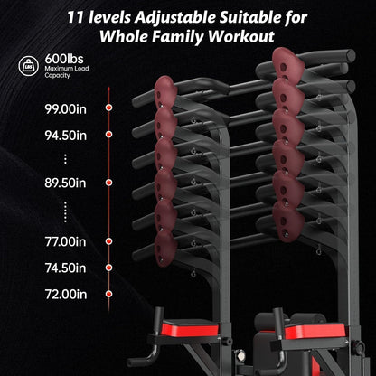 Power Tower Dip Station Pull Up Bar for Fitness Home Gym Workout,Multi-Function Adjustable Height Fitness Strength Training Exercise Equipment,with Power Elastic Ropes