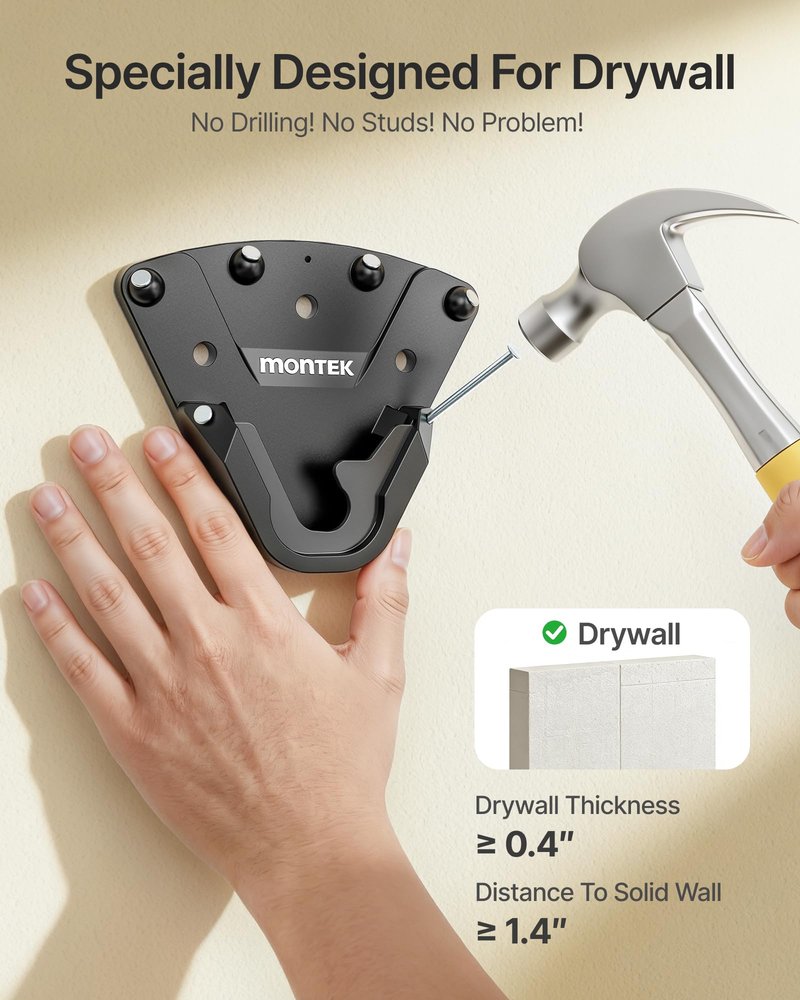 monTEK No Stud TV Wall Mount for 32-100 Inch TVs, Holds up to 220 lbs, Heavy Duty Studless No Drill TV Mount for Drywall & Concrete, Ultra Slim 0.9" Low Profile, Max VESA 1000x600mm, Renter-Friendly